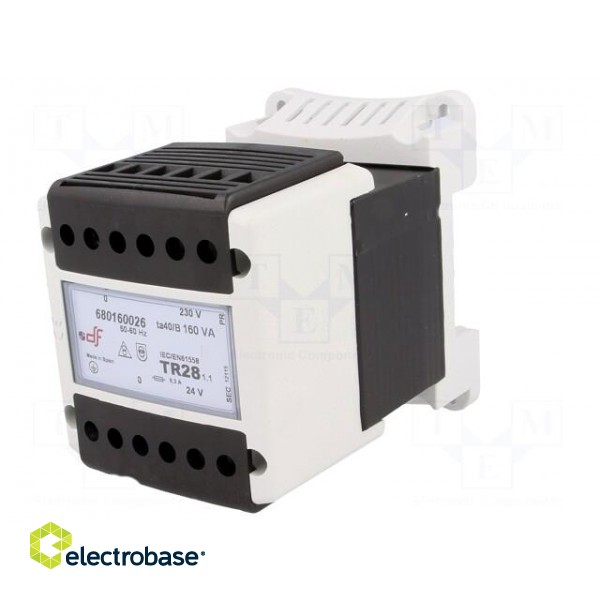 Transformer: mains | 160VA | 230VAC | 24V | IP20 | Mounting: DIN | 2.4kg image 2