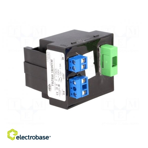 Transformer: mains | 18VA | 230VAC | 12V | 1.5A | Leads: terminal block image 6