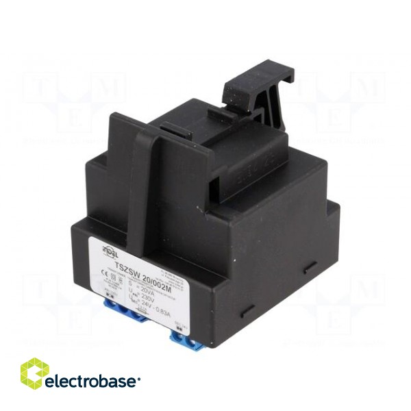 Transformer: mains | 20VA | 230VAC | 24V | 0.83A | Leads: terminal block image 1