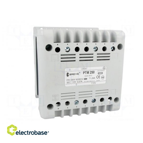 Transformer: mains | 250VA | 230VAC | 110V | Leads: terminal block image 9