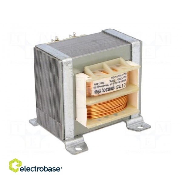 Transformer: mains | 40VA | 230VAC | 16.3V | 2.5A | Leads: solder lugs image 2