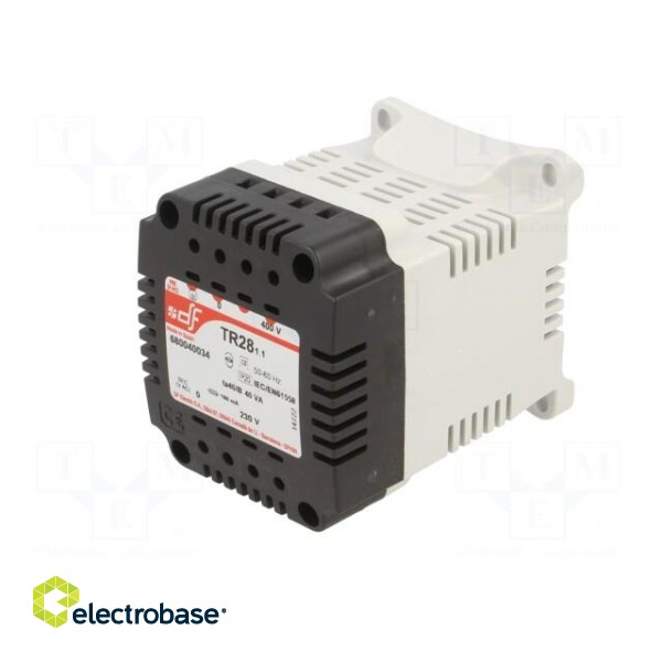 Transformer: mains | 40VA | 400VAC | 230V | Leads: terminal block | IP20 фото 2