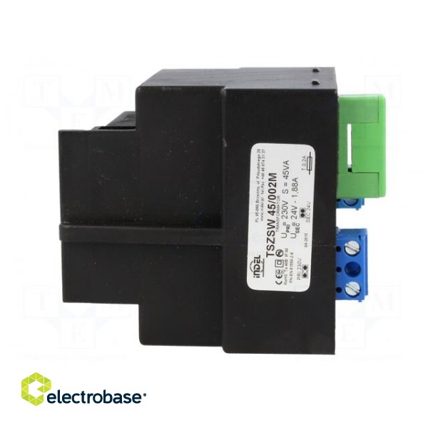 Transformer: mains | 45VA | 230VAC | 24V | 1.67A | Leads: terminal block image 5