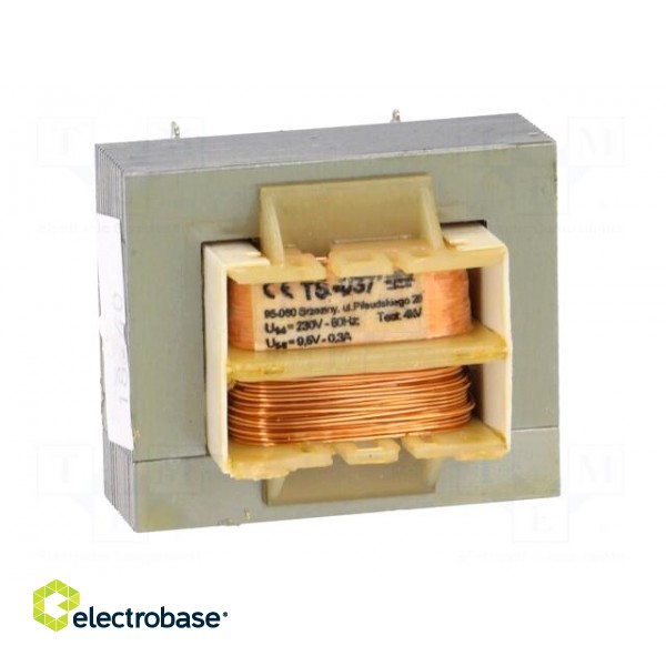 Transformer: mains | 4VA | 230VAC | 9.5V | 300mA | Leads: solder lugs image 2