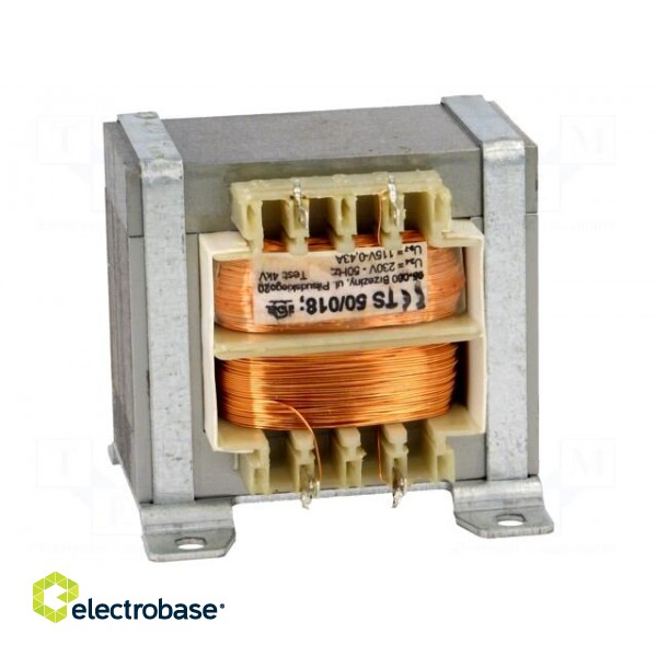 Transformer: mains | 50VA | 230VAC | 115V | 420mA | Leads: solder lugs image 1