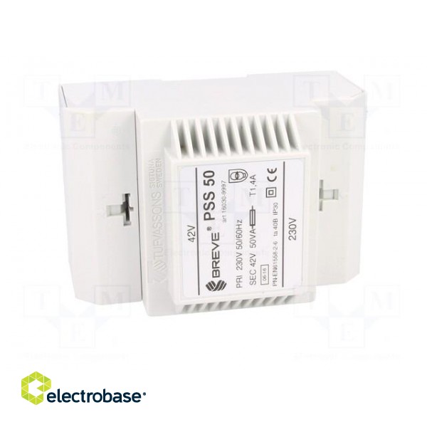 Transformer: mains | 50VA | 230VAC | 42V | IP30 | Mounting: DIN | 1.1kg image 9