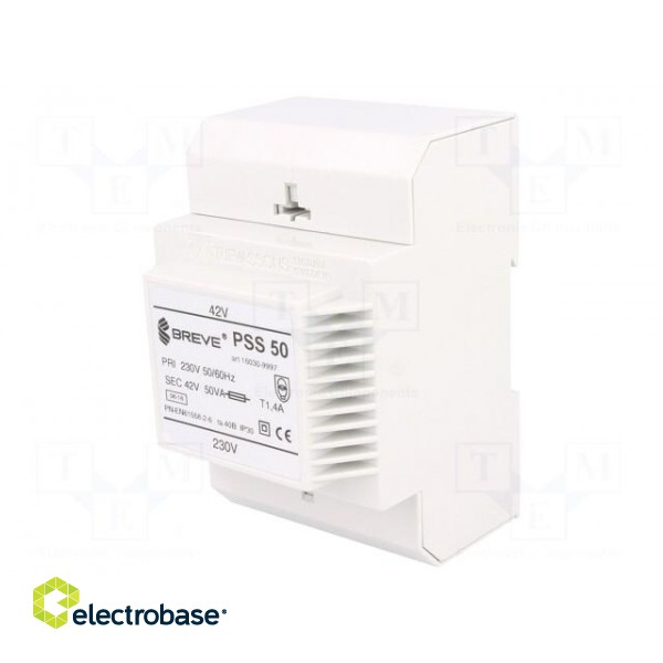 Transformer: mains | 50VA | 230VAC | 42V | IP30 | Mounting: DIN | 1.1kg image 1