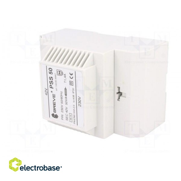 Transformer: mains | 50VA | 230VAC | 42V | IP30 | Mounting: DIN | 1.1kg image 2