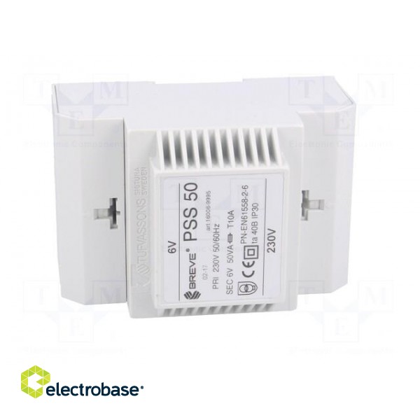 Transformer: mains | 50VA | 230VAC | 6V | Leads: terminal block | IP30 image 9