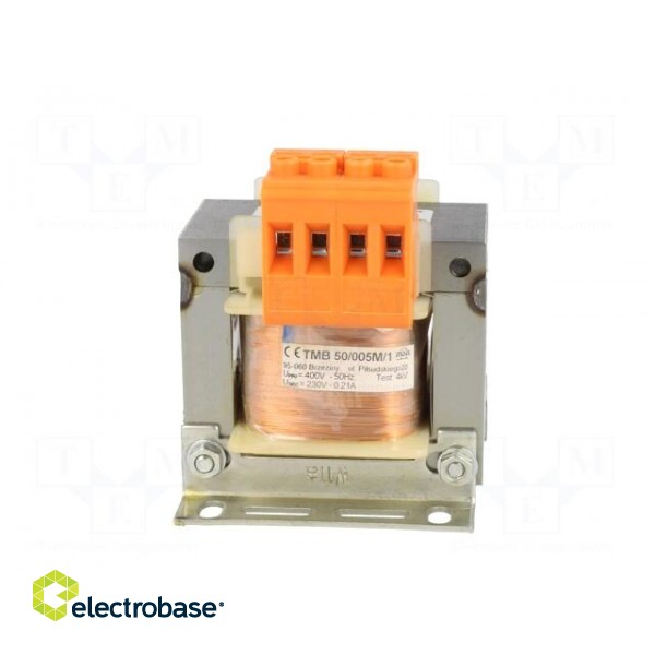 Transformer: mains | 50VA | 400VAC | 230V | Leads: terminal block | IP00 image 3