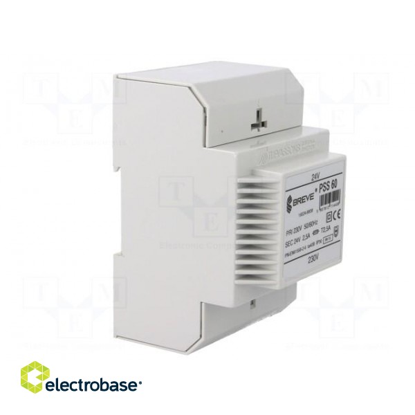 Transformer: mains | 60VA | 230VAC | 24V | IP30 | Mounting: DIN | 1.1kg image 8