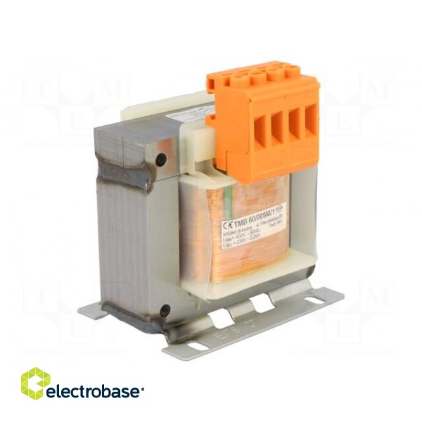 Transformer: mains | 60VA | 400VAC | 230V | Leads: terminal block | 1kg image 1