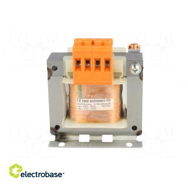 Transformer: mains | 60VA | 400VAC | 230V | Leads: terminal block | 1kg image 3