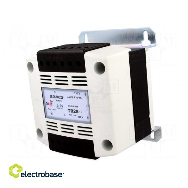 Transformer: mains | 630VA | 230VAC | 230V | IP20 | Mounting: DIN | 7.6kg image 1