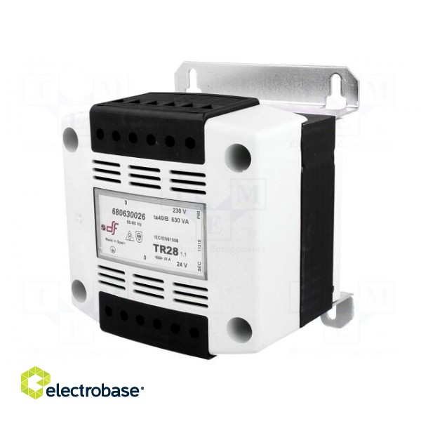 Transformer: mains | 630VA | 230VAC | 24V | IP20 | Mounting: DIN | 7.6kg image 1