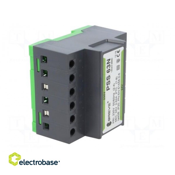 Transformer: mains | 63VA | 230VAC | 24V | IP30 | Mounting: DIN image 8