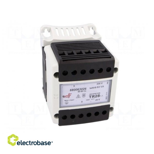 Transformer: mains | 63VA | 230VAC | 24V | IP20 | Mounting: DIN | 1.48kg image 9