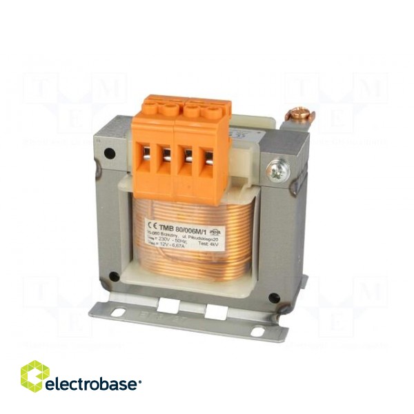 Transformer: mains | 80VA | 230VAC | 12V | Leads: terminal block | 1.2kg paveikslėlis 3