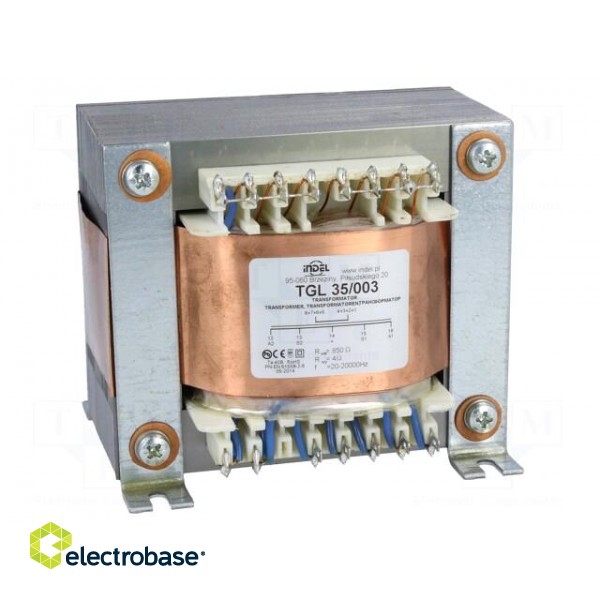 Transformer: speaker | 35VA | Sec.winding imped: 4Ω | 0.02÷20kHz paveikslėlis 1