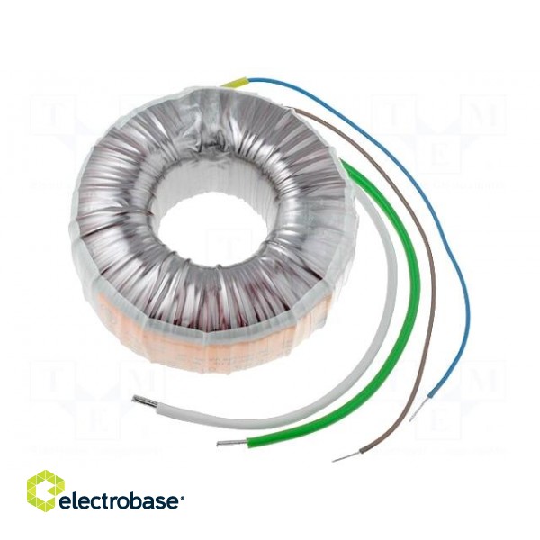 Transformer: toroidal | 80VA | 230VAC | 12V | 6.667A | Leads: cables