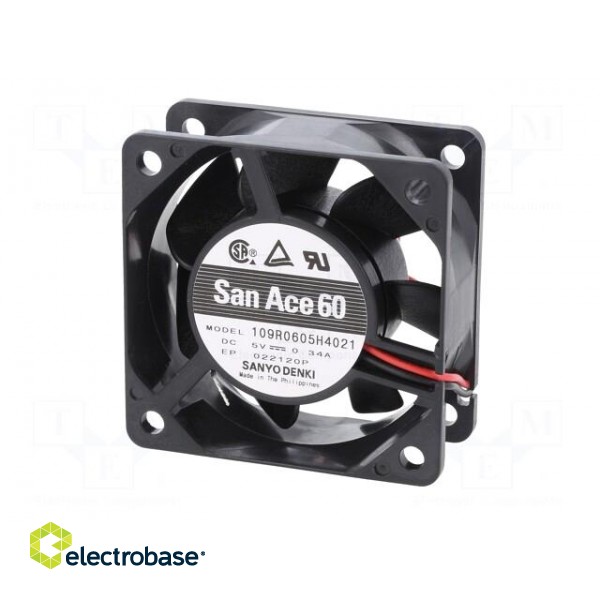 Fan: DC | axial | 5VDC | 60x60x25mm | 31.8m3/h | 28dBA | ball bearing image 3
