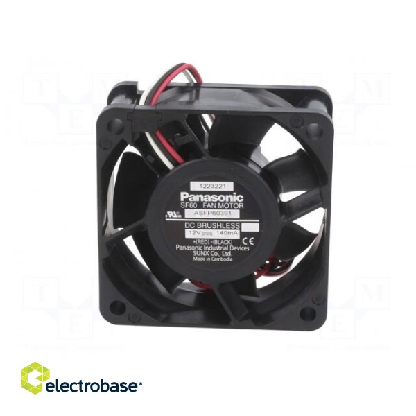 Fan: DC | axial | 12VDC | 60x60x25mm | 33.6m3/h | 27.5dBA | ball bearing paveikslėlis 3