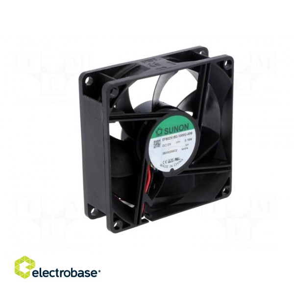 Fan: DC | axial | 12VDC | 80x80x25mm | 56.05m3/h | 28dBA | ball bearing image 2