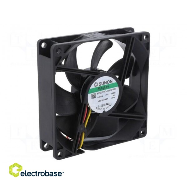 Fan: DC | axial | 12VDC | 92x92x25mm | 67m3/h | 28dBA | Vapo | Out: F type