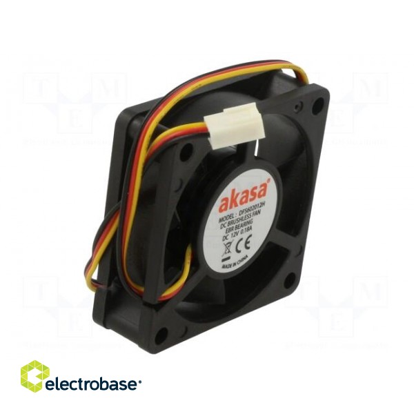 Fan: DC | axial | 12VDC | 60x60x15mm | 36.5dBA | EBR | 4000rpm | 3.67mmH2O