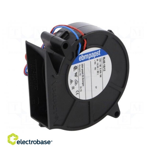 Fan: DC | blower | 12VDC | 75x75x27mm | 28m3/h | 51dBA | ball bearing image 1