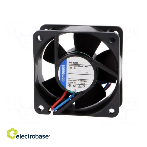 Fan: DC | axial | 24VDC | 60x60x25mm | 56m3/h | 43dBA | slide bearing paveikslėlis 3