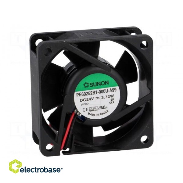 Fan: DC | axial | 24VDC | 60x60x25mm | 61.16m3/h | 44dBA | ball bearing image 1