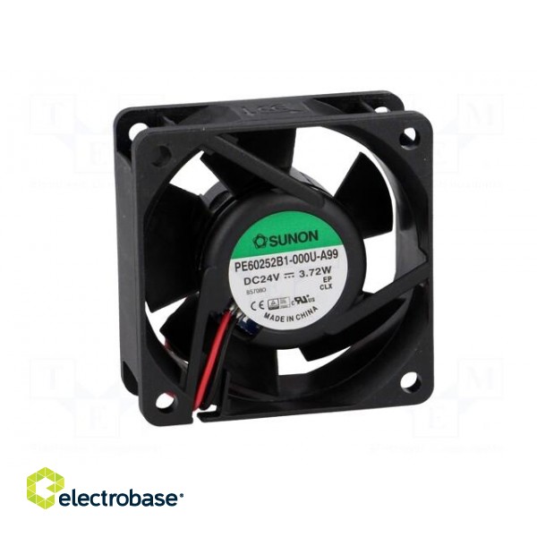 Fan: DC | axial | 24VDC | 60x60x25mm | 61.16m3/h | 44dBA | ball bearing image 2