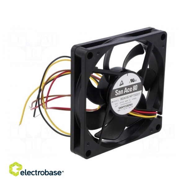 Fan: DC | axial | 24VDC | 80x80x15mm | 70.8m3/h | 37dBA | ball bearing