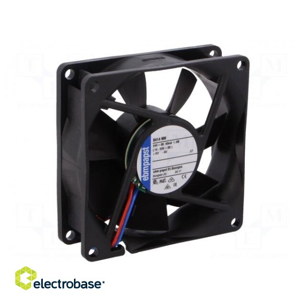 Fan: DC | axial | 24VDC | 80x80x25mm | 58m3/h | 27dBA | ball bearing image 1