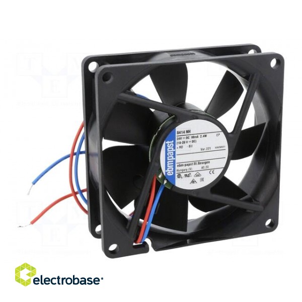 Fan: DC | axial | 24VDC | 80x80x25mm | 79m3/h | 37dBA | ball bearing image 1