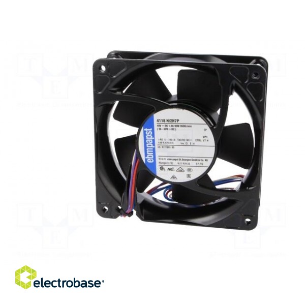 Fan: DC | axial | 48VDC | 119x119x38mm | 494m3/h | 76dBA | ball bearing фото 3