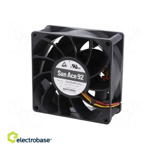 Fan: DC | axial | 48VDC | 92x92x38mm | 240m3/h | 63dBA | ball bearing фото 3