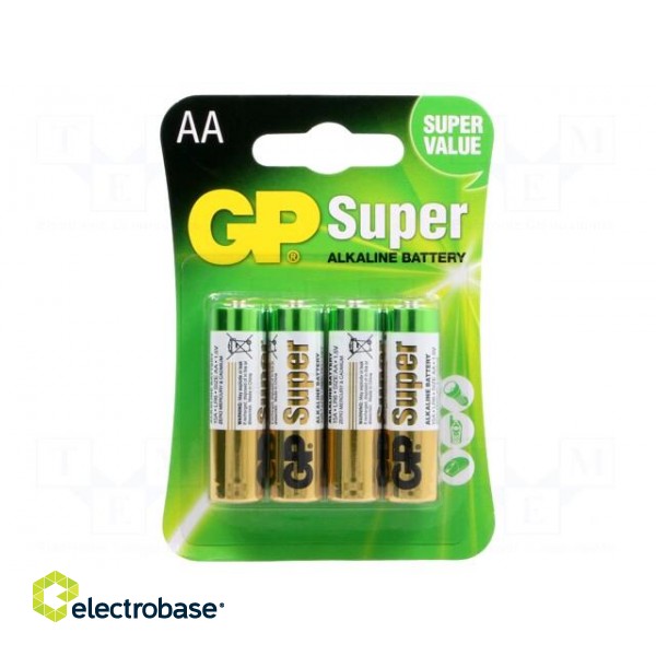 Battery: alkaline | 1.5V | AA | non-rechargeable | 4pcs.
