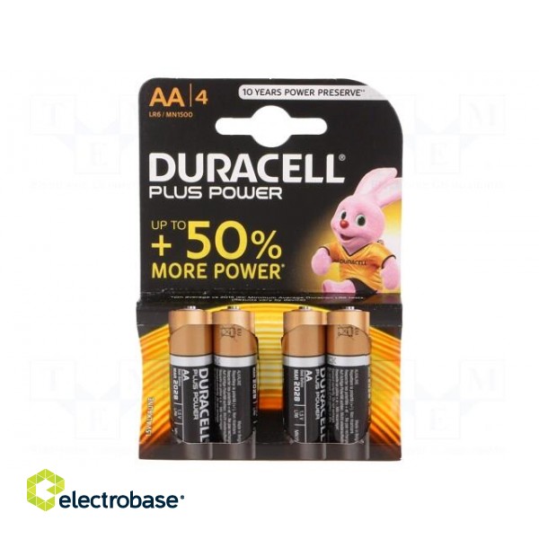 Battery: alkaline | 1.5V | AA | PLUS | Batt.no: 4 | non-rechargeable