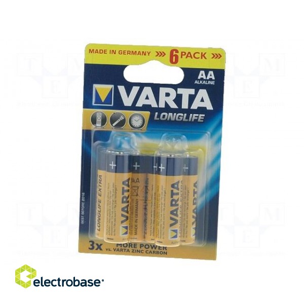 Battery: alkaline | 1.5V | AA | non-rechargeable | 6pcs | LONGLIFE