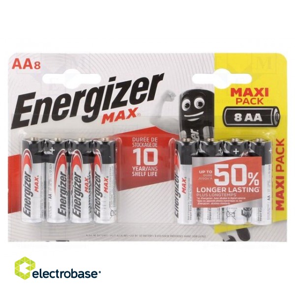 Battery: alkaline | 1.5V | AA | MAX | Batt.no: 8 | non-rechargeable