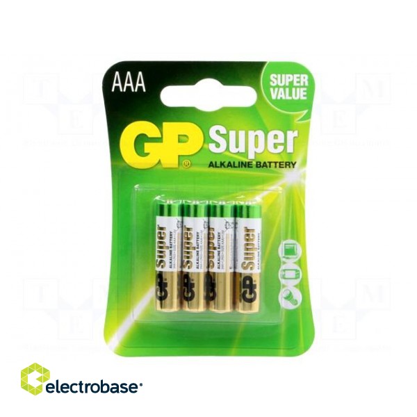 Battery: alkaline | 1.5V | AAA | non-rechargeable | 4pcs.