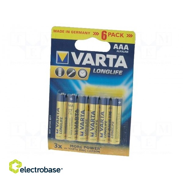 Battery: alkaline | 1.5V | AAA | non-rechargeable | 6pcs | LONGLIFE