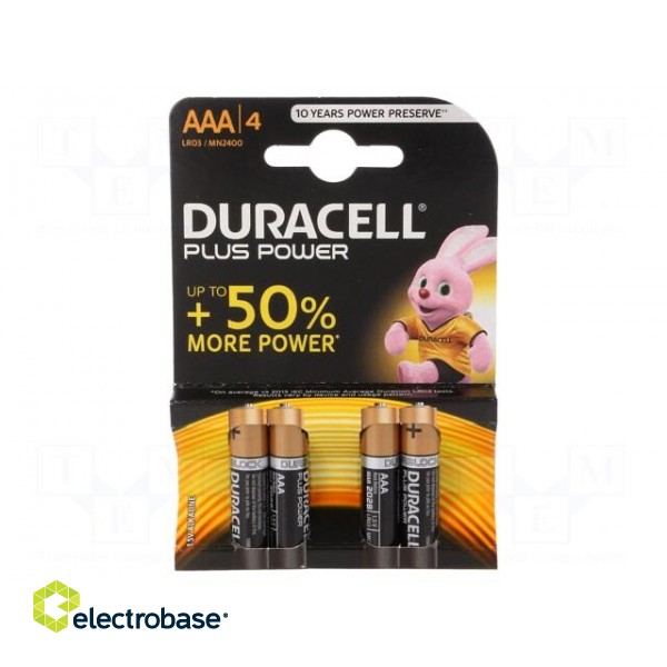 Battery: alkaline | 1.5V | AAA,R3 | non-rechargeable | 4pcs | Plus