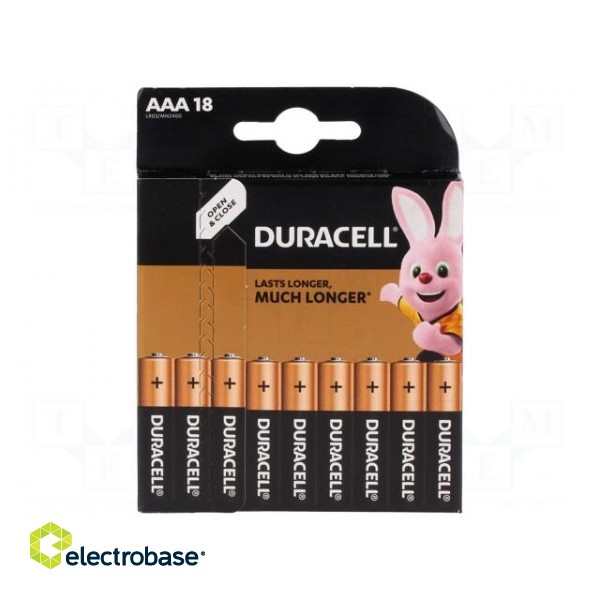 Battery: alkaline | 1.5V | AAA,R3 | non-rechargeable | 18pcs.