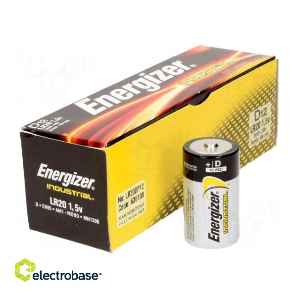 Battery: alkaline | 1.5V | D | non-rechargeable | 12pcs | Industrial