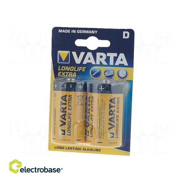 Battery: alkaline | 1.5V | D | LONGLIFE | Batt.no: 2 | non-rechargeable