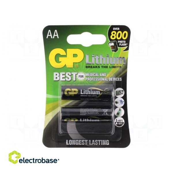 Battery: lithium | 1.5V | AA | non-rechargeable | 2pcs.