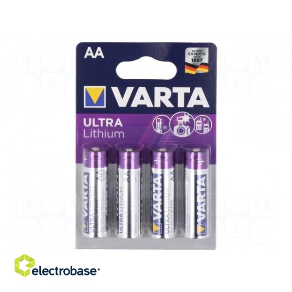 Battery: lithium | 1.5V | AA | non-rechargeable | Ø14.5x50.5mm | 4pcs.